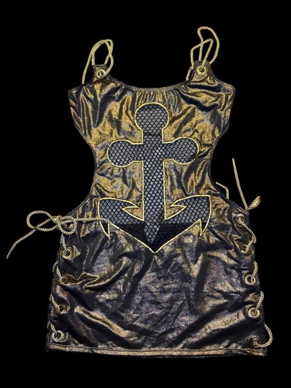 Leg Avenue Black and Gold Anchor Cutout Mini Dress